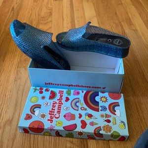 Jeffrey Campbell Fling 2 in Blue multi Sparkle Jelly Slide